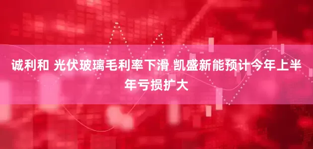 诚利和 光伏玻璃毛利率下滑 凯盛新能预计今年上半年亏损扩大